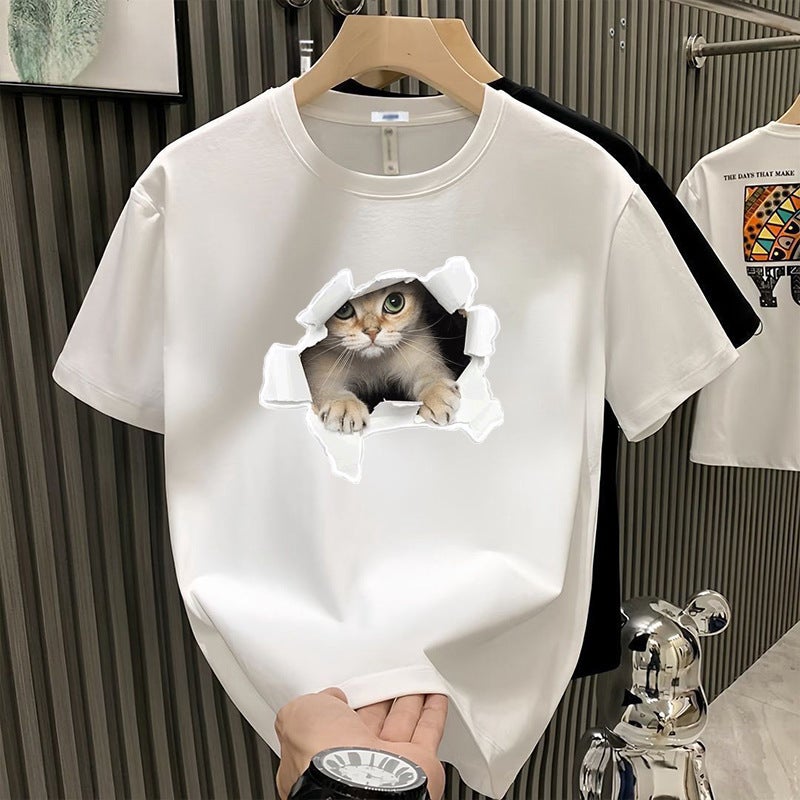 Boys Handsome Short-Sleeved T-Shirt Thin Hong Kong Style Half-Sleeved New Loose Fashionable Half-Sleeved Top Ins - Image 1