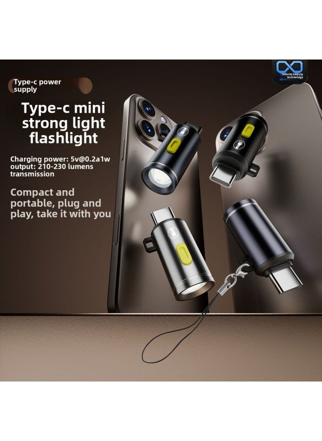 Generic Suitable For Outdoor Lighting Riding Portable Flashlight Type-c Revolution Mini Flashlight Super Small Portable-Interface Form:Fl-type-m-c02 Gray  - Image 2