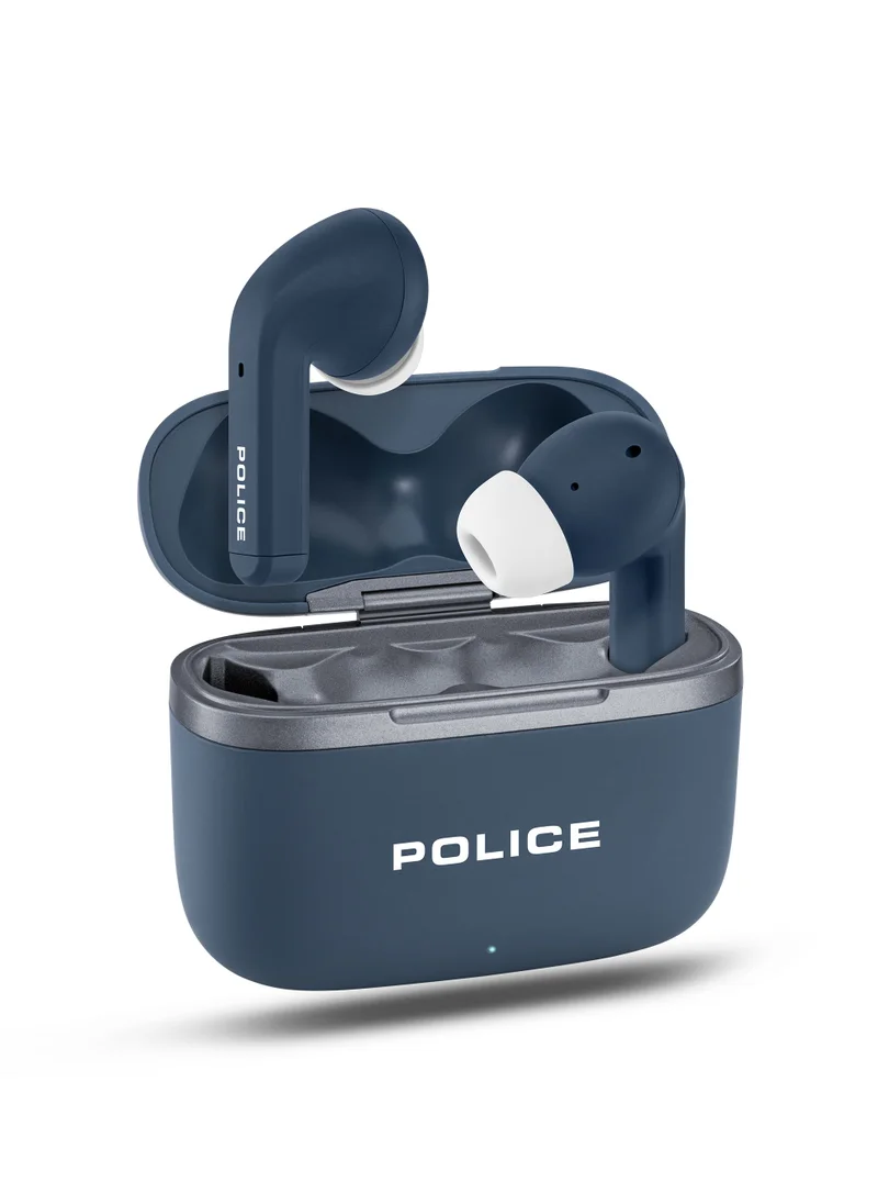 POLICE FOS III Earbuds with Active Noise Cancellation Up to 35 Db and Environmental Noise Cancellation For Calling, 13mm Driver, Type-C Charging & Bluetooth 5.3, Blue - IPX4