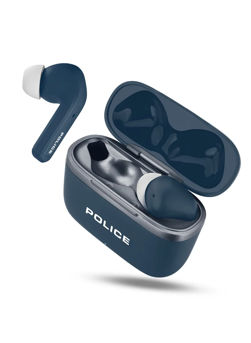 POLICE FOS III Earbuds with Active Noise Cancellation Up to 35 Db and Environmental Noise Cancellation For Calling, 13mm Driver, Type-C Charging & Bluetooth 5.3, Blue - IPX4