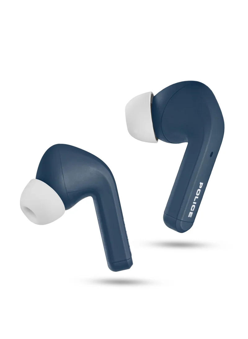 POLICE FOS III Earbuds with Active Noise Cancellation Up to 35 Db and Environmental Noise Cancellation For Calling, 13mm Driver, Type-C Charging & Bluetooth 5.3, Blue - IPX4
