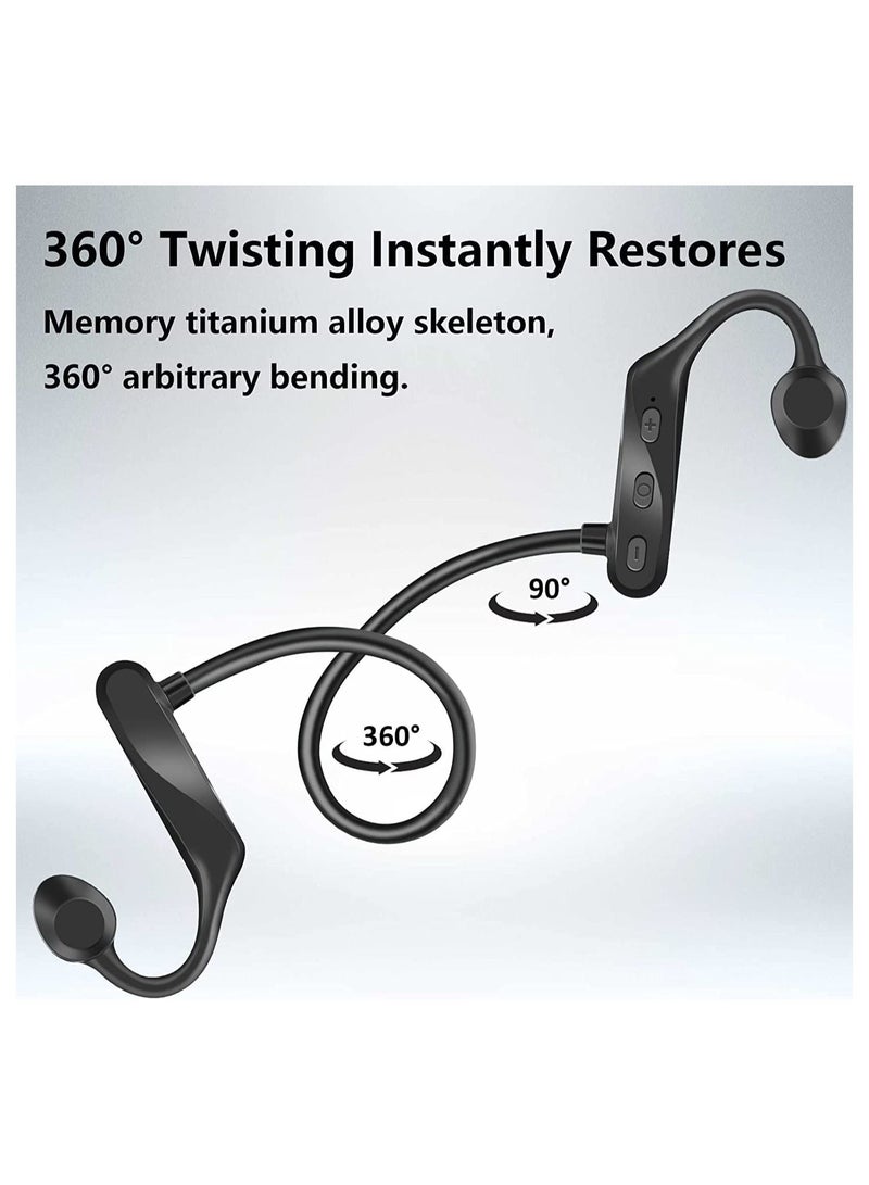 SYOSI Bone Conduction Bluetooth Headphones, Wireless Open-Ear Headphones with Microphone, Sports Headset IPX5 Sweatproof Earphones for Outdoor, Running, Cycling, Driving, Hiking, Gym-Black - Image 3