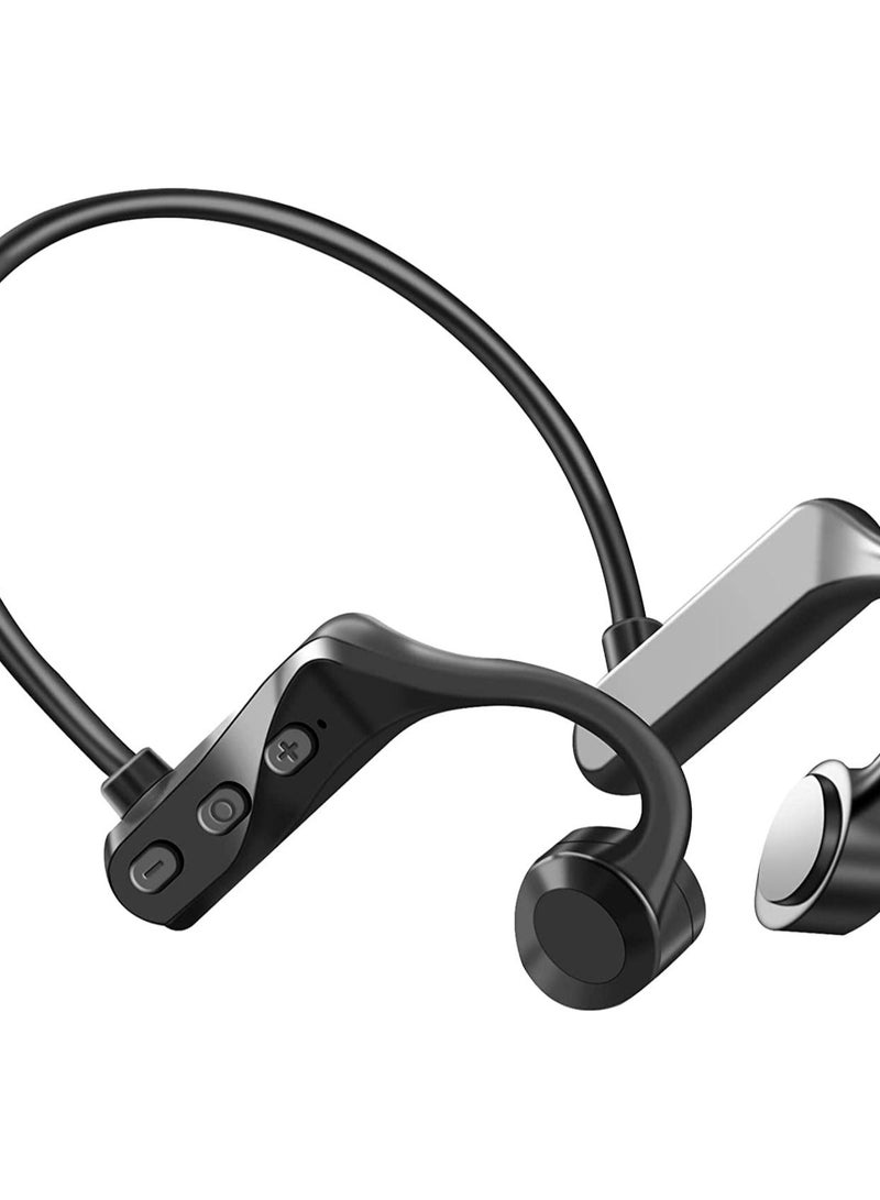 SYOSI Bone Conduction Bluetooth Headphones, Wireless Open-Ear Headphones with Microphone, Sports Headset IPX5 Sweatproof Earphones for Outdoor, Running, Cycling, Driving, Hiking, Gym-Black - Image 1