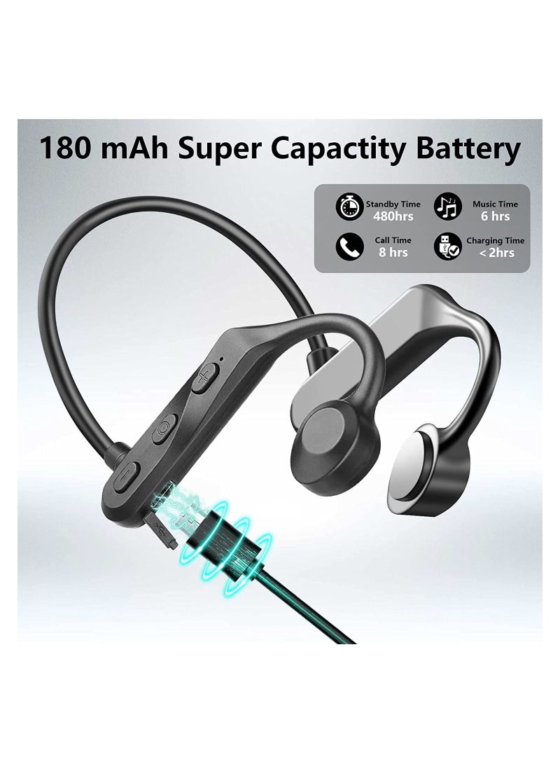 SYOSI Bone Conduction Bluetooth Headphones, Wireless Open-Ear Headphones with Microphone, Sports Headset IPX5 Sweatproof Earphones for Outdoor, Running, Cycling, Driving, Hiking, Gym-Black - Image 5