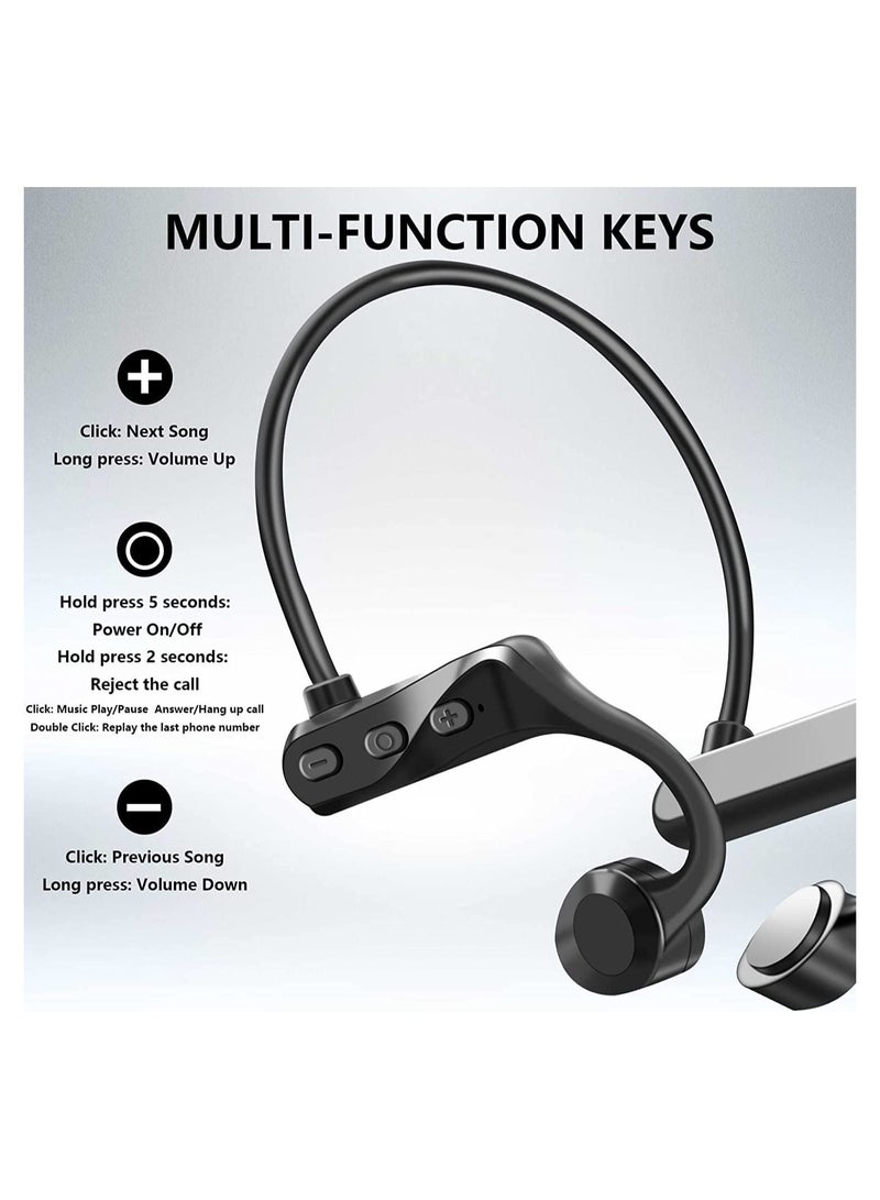 SYOSI Bone Conduction Bluetooth Headphones, Wireless Open-Ear Headphones with Microphone, Sports Headset IPX5 Sweatproof Earphones for Outdoor, Running, Cycling, Driving, Hiking, Gym-Black - Image 4