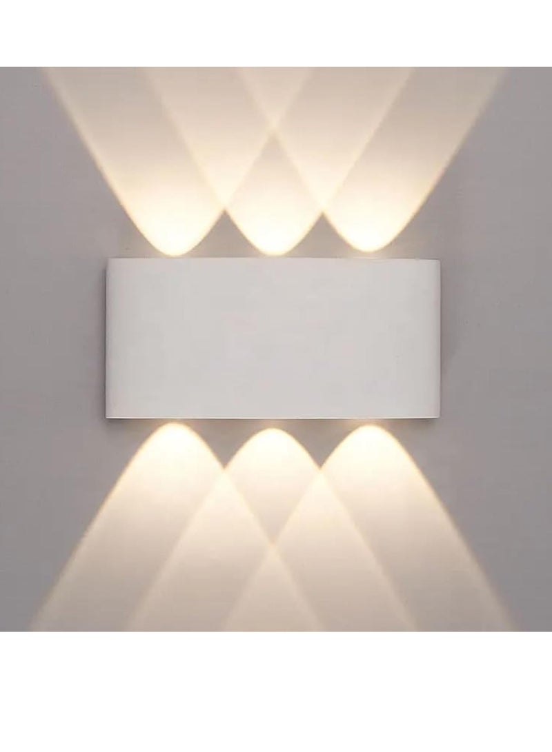 ESNCO ضوء حائط LED مقاوم للماء بجسم من الألمنيوم | ضوء حديث للحوائط الخارجية | ضوء حائط مثبت بشكل بسيط مع 6 مصابيح LED (أبيض) - Image 1