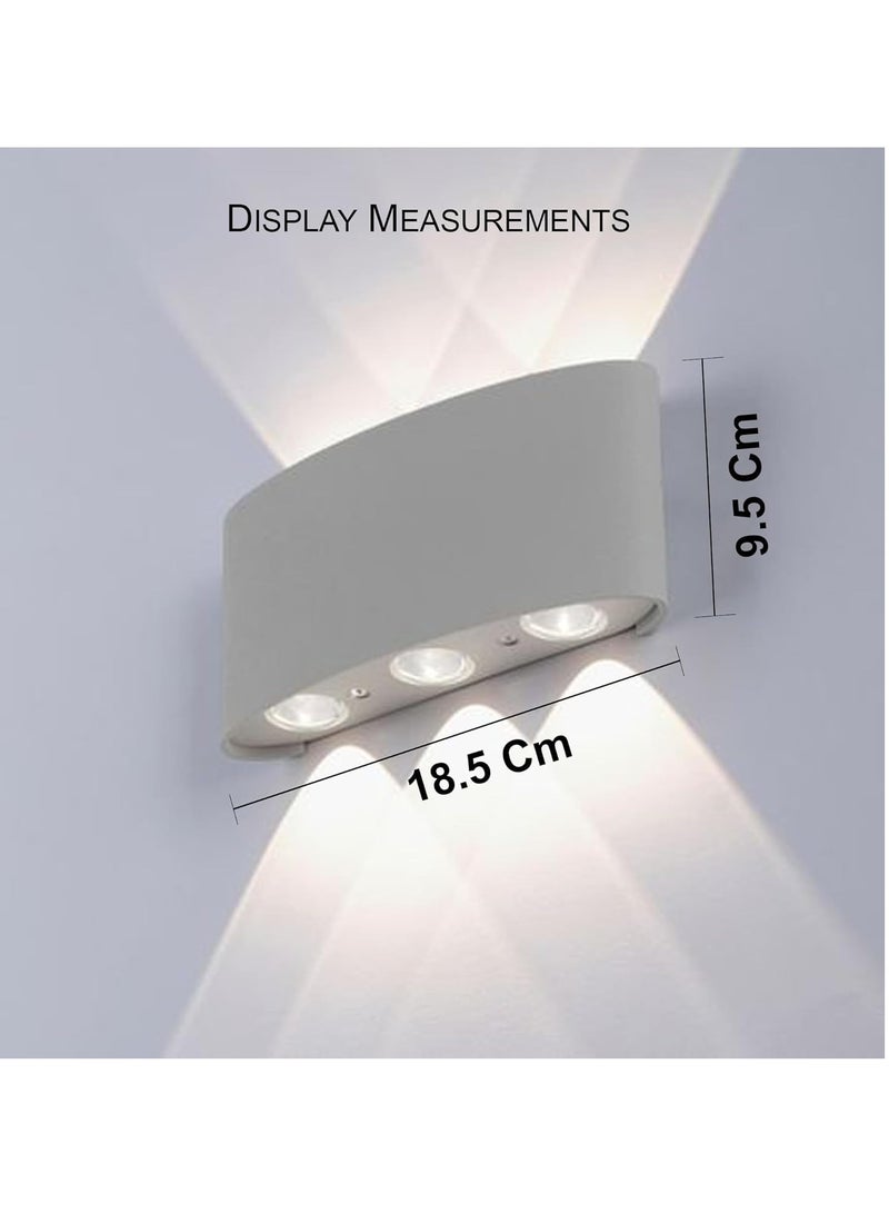 ESNCO ضوء حائط LED مقاوم للماء بجسم من الألمنيوم | ضوء حديث للحوائط الخارجية | ضوء حائط مثبت بشكل بسيط مع 6 مصابيح LED (أبيض) - Image 2