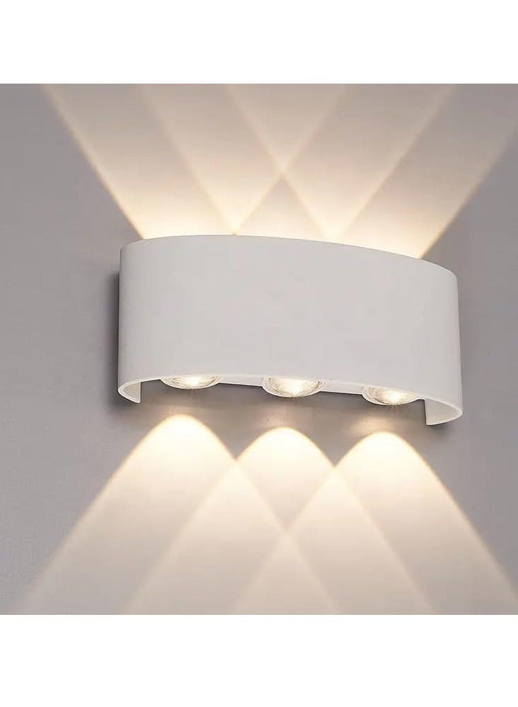 ESNCO ضوء حائط LED مقاوم للماء بجسم من الألمنيوم | ضوء حديث للحوائط الخارجية | ضوء حائط مثبت بشكل بسيط مع 6 مصابيح LED (أبيض) - Image 3