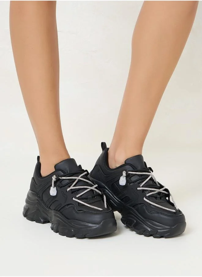 ستايلي Textured Chunky Web Design Sneakers