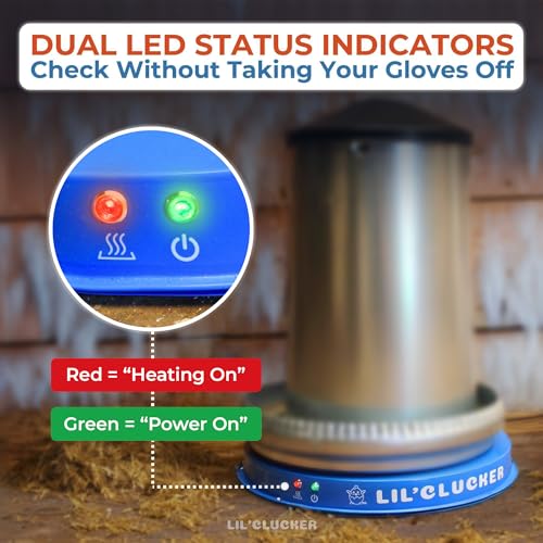 Lil'Clucker Heated Base for Chicken Waterer – Automatic Metal Freeze Proof Heated Chicken Waterer with Heater & LED – Poultry Heated Waterer for Winter (Blue, 11 Inch) - Image 2