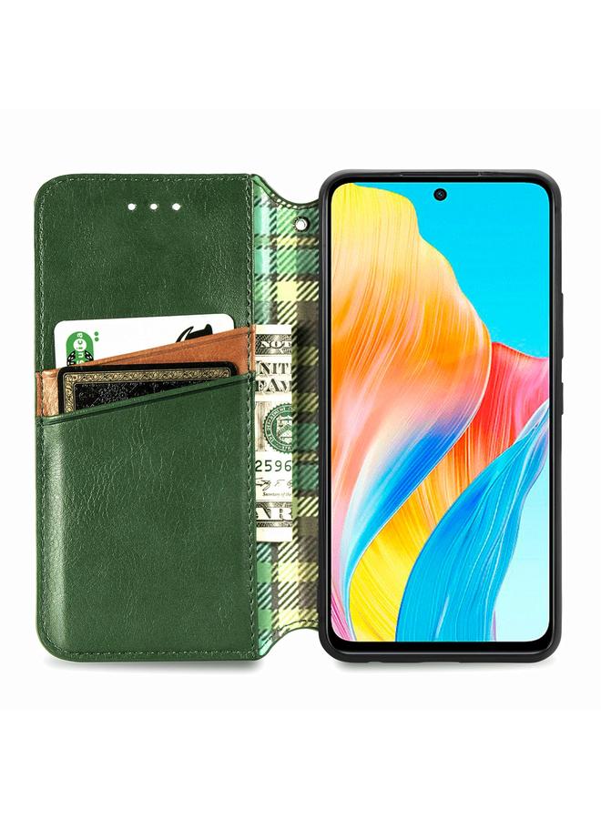 S-TOP Case For OPPO A98 Cubic Grid Pressed Magnetic Leather Phone Case - Image 3