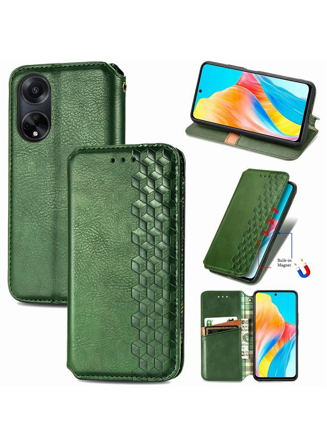 S-TOP Case For OPPO A98 Cubic Grid Pressed Magnetic Leather Phone Case - Image 1