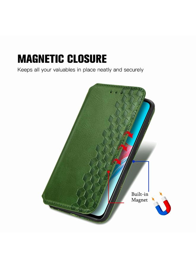 S-TOP Case For OPPO A98 Cubic Grid Pressed Magnetic Leather Phone Case - Image 5