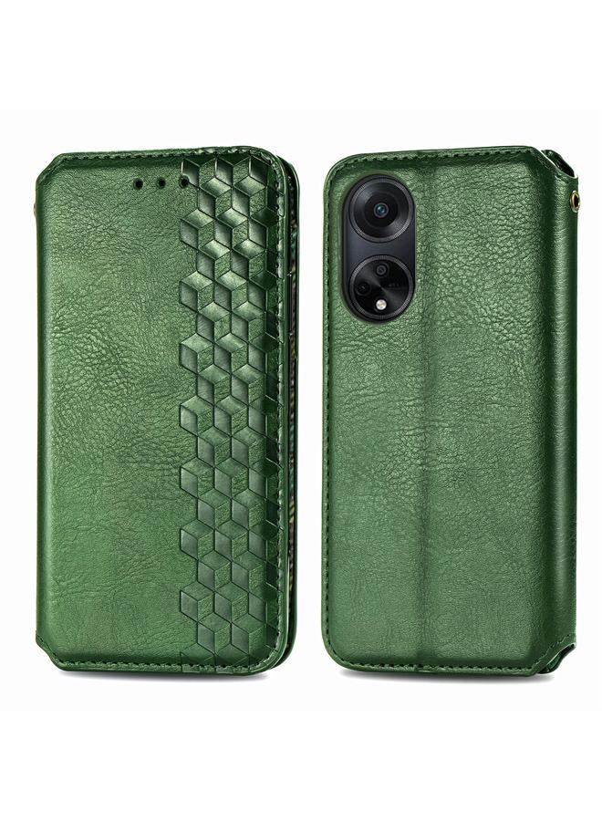 S-TOP Case For OPPO A98 Cubic Grid Pressed Magnetic Leather Phone Case - Image 2