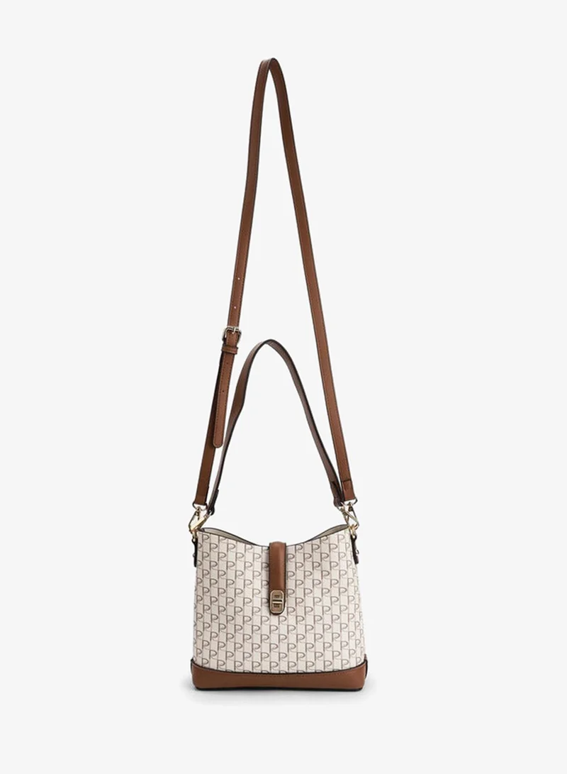 Paprika Monogram Print Tote Bag With Twist Lock Closure