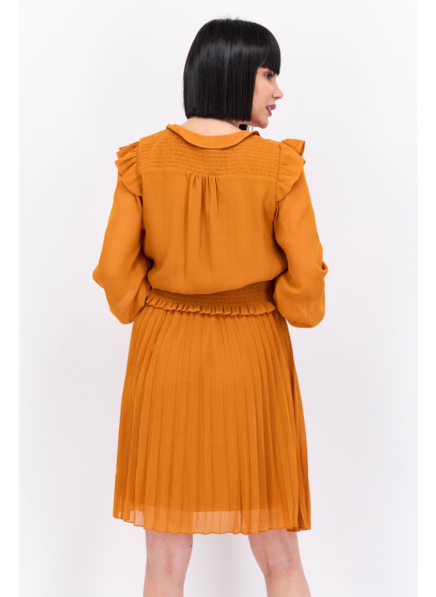 Scotch & Soda Women Pleated Midi Dress, Brown  - Image 2