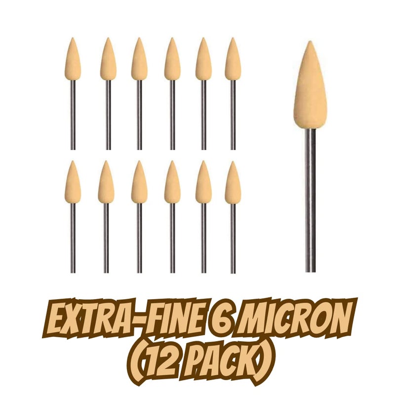 Dedeco Sunburst Points – 3/32” (2.35mm) Shank, Shape - Precision Thermoplastic Cleaning Polishing Deburring Rotary Tool Accessories, Extra-Fine 6 Micron Grit, Aluminum Oxide - 12 Pack - Image 1