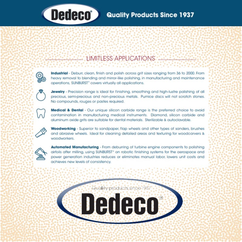 Dedeco Sunburst Points – 3/32” (2.35mm) Shank, Shape - Precision Thermoplastic Cleaning Polishing Deburring Rotary Tool Accessories, Extra-Fine 6 Micron Grit, Aluminum Oxide - 12 Pack - Image 4