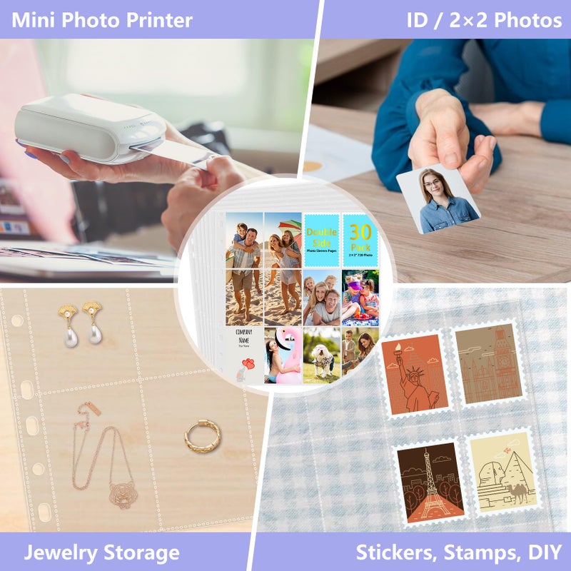 Zofly 30 Pack 2x3 Photo Sleeves, 12-Pocket Clear Sheet Protectors for 3 Ring Binders, Double-Sided Holds 720 Photos, Acid-Free Photo Album Page Refills for Zink Photos, Scrapbooks, Stickers, Stamps & DIY - Image 4