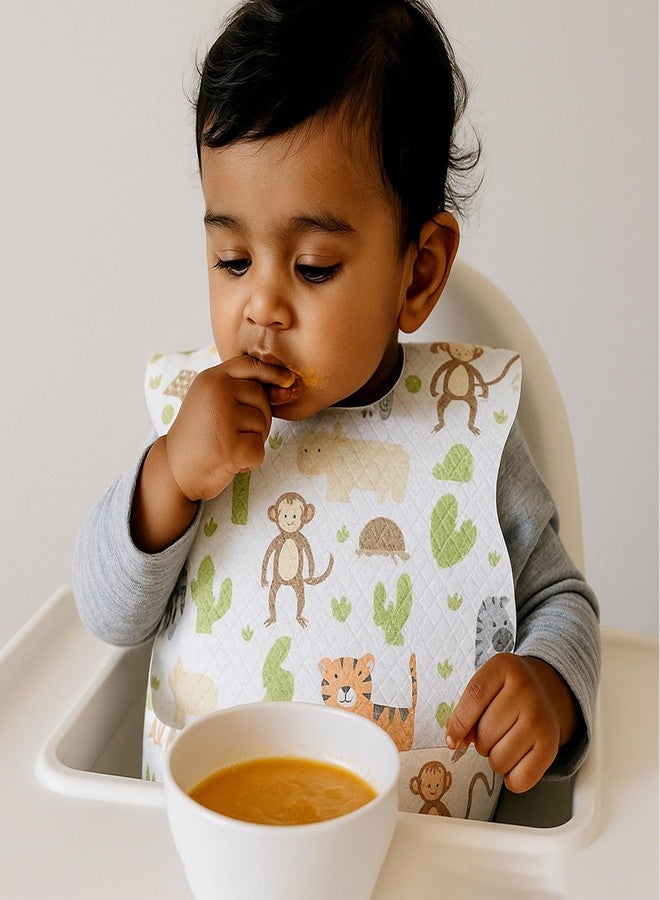 BE'BE' BURP Bebe Burp Disposable Bibs/Use & Throw Baby Feeding Bibs/Apron for Feeding/Burp/Drool | Stick on Tape Closure | Travel & Eco-Friendly Baby Bibs for Newborns/Infants/Toddlers (Multi -Pack of 10) - Image 4