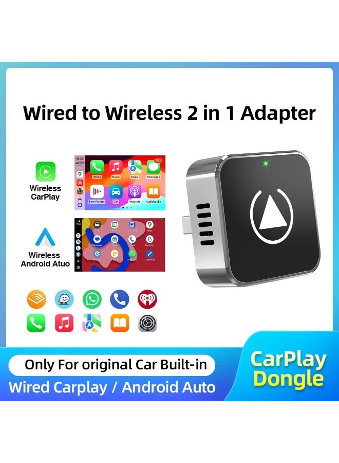 2 in 1 Wireless CarPlay Android Auto Adapter Smart Box Convert Wired To Wireless Auto Connect Plug & Play for Factory Wired Cars - Image 1