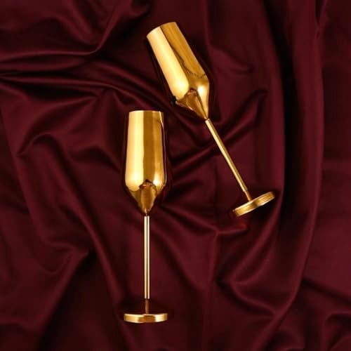 Exclusivish Champagne Glass Set of 2 with Gift Box - PVD Gold Wine Glasses | Home Decor & Decoration Items for Living Room | Gifts for Women & Men for Weddings, Anniversaries & Birthdays - Image 1