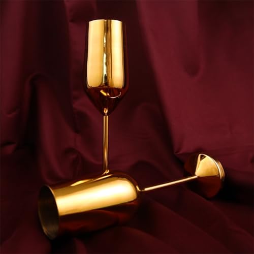 Exclusivish Champagne Glass Set of 2 with Gift Box - PVD Gold Wine Glasses | Home Decor & Decoration Items for Living Room | Gifts for Women & Men for Weddings, Anniversaries & Birthdays - Image 5