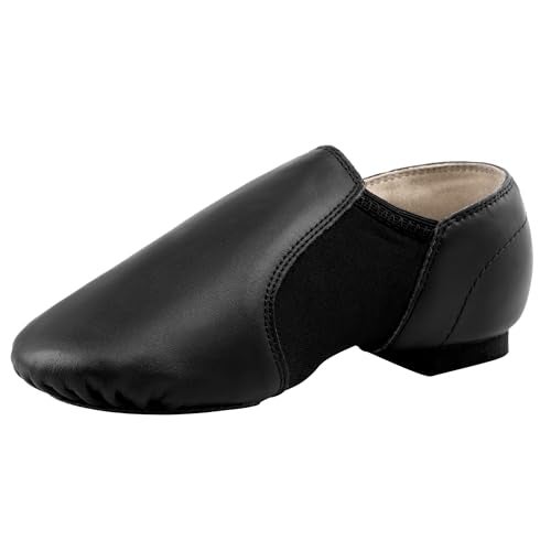 Linodes Leather Jazz Shoe Slip On for Girls and Boys (Toddler/Little Kid/Big Kid) Black 2M Little Kid - Image 1