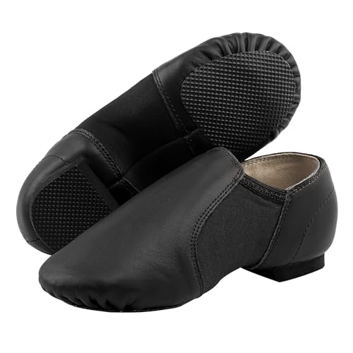 Linodes Leather Jazz Shoe Slip On for Girls and Boys (Toddler/Little Kid/Big Kid) Black 2M Little Kid - Image 4