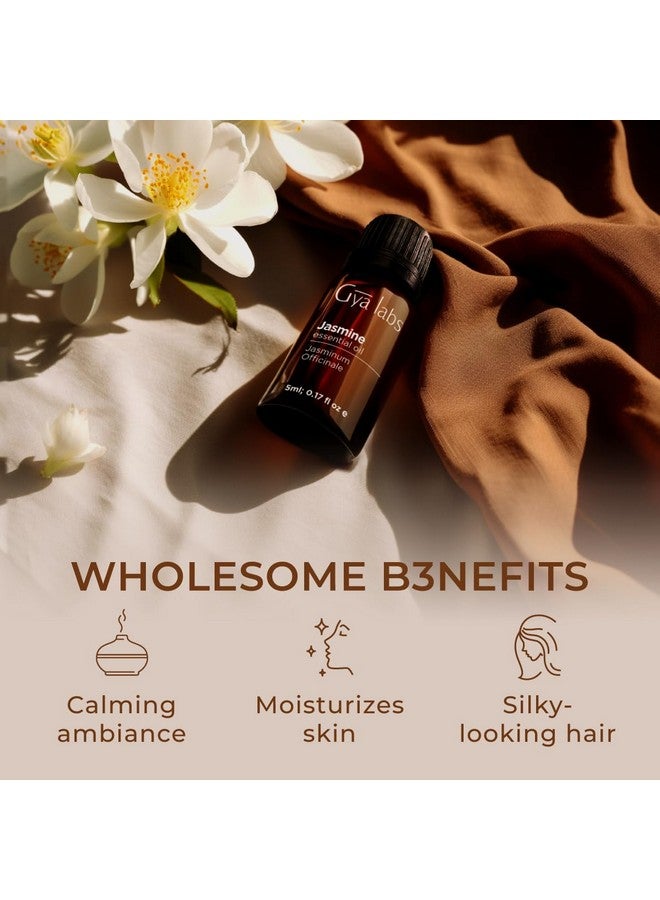 gya labs Gya Labs Jasmine Essential Oil for Diffuser & Aromatherapy - 100% Natural Jasmine Essential Oil for Skin Jasmine Oil for Hair Massages Candle Making - Floral & Alluring Scent (0.17 Fl Oz) - Image 5