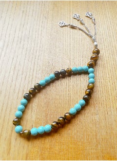 WooFree 33 Count Prayer Beads Turquoise and Yellow Tiger Eye  - Image 3
