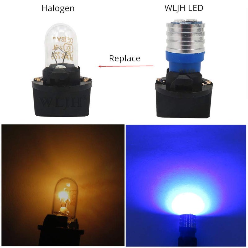 WLJH T10 Led Bulb Dashboard Car Lights Dash Instrument Panel Cluster Gauge W5W Bulb 2825 194 Led Twist Socket PC195 PC194 PC168 200 Lumens Extremely Bright(Blue,Pack of 6) - Image 2