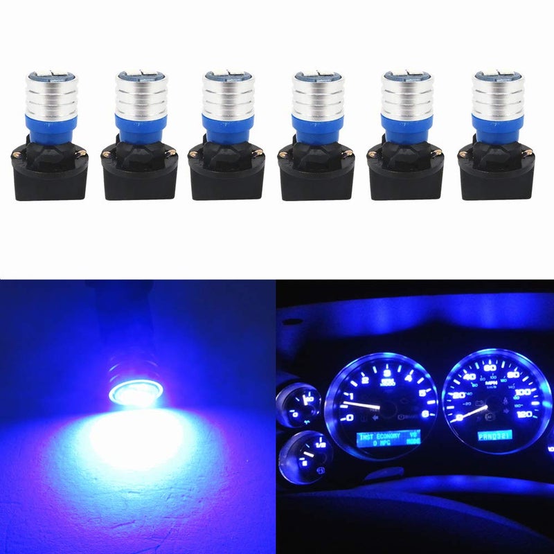 WLJH T10 Led Bulb Dashboard Car Lights Dash Instrument Panel Cluster Gauge W5W Bulb 2825 194 Led Twist Socket PC195 PC194 PC168 200 Lumens Extremely Bright(Blue,Pack of 6) - Image 1
