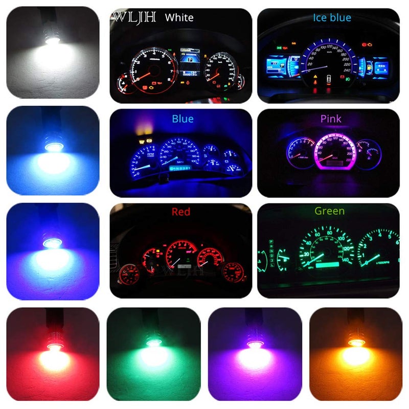 WLJH T10 Led Bulb Dashboard Car Lights Dash Instrument Panel Cluster Gauge W5W Bulb 2825 194 Led Twist Socket PC195 PC194 PC168 200 Lumens Extremely Bright(Blue,Pack of 6) - Image 5