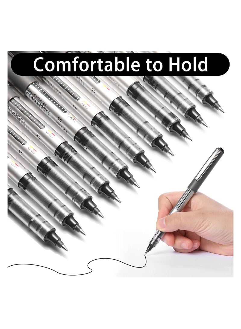 SYOSI Gel Pens, 12 Pack Writing Pens, Quick-Drying Black Pens Ballpoint, Write Smoothly Pilot Pens, Liquid Ink Rollerball Pen, 0.5mm Ink Pen, Gel Pens For Writing, School, College, Work, Home Office (Black) - Image 5