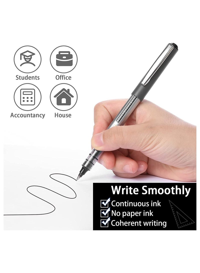 SYOSI Gel Pens, 12 Pack Writing Pens, Quick-Drying Black Pens Ballpoint, Write Smoothly Pilot Pens, Liquid Ink Rollerball Pen, 0.5mm Ink Pen, Gel Pens For Writing, School, College, Work, Home Office (Black) - Image 2