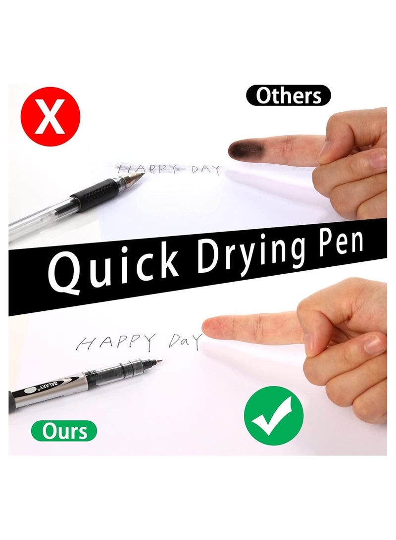 SYOSI Gel Pens, 12 Pack Writing Pens, Quick-Drying Black Pens Ballpoint, Write Smoothly Pilot Pens, Liquid Ink Rollerball Pen, 0.5mm Ink Pen, Gel Pens For Writing, School, College, Work, Home Office (Black) - Image 4