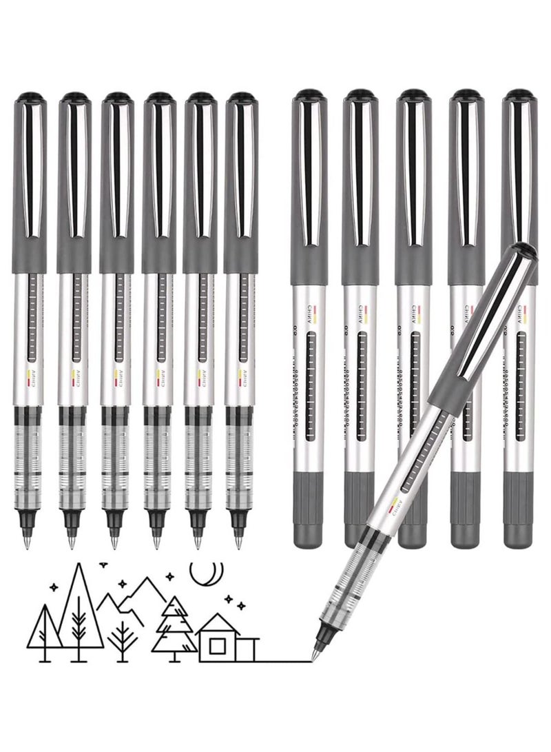 SYOSI Gel Pens, 12 Pack Writing Pens, Quick-Drying Black Pens Ballpoint, Write Smoothly Pilot Pens, Liquid Ink Rollerball Pen, 0.5mm Ink Pen, Gel Pens For Writing, School, College, Work, Home Office (Black) - Image 1