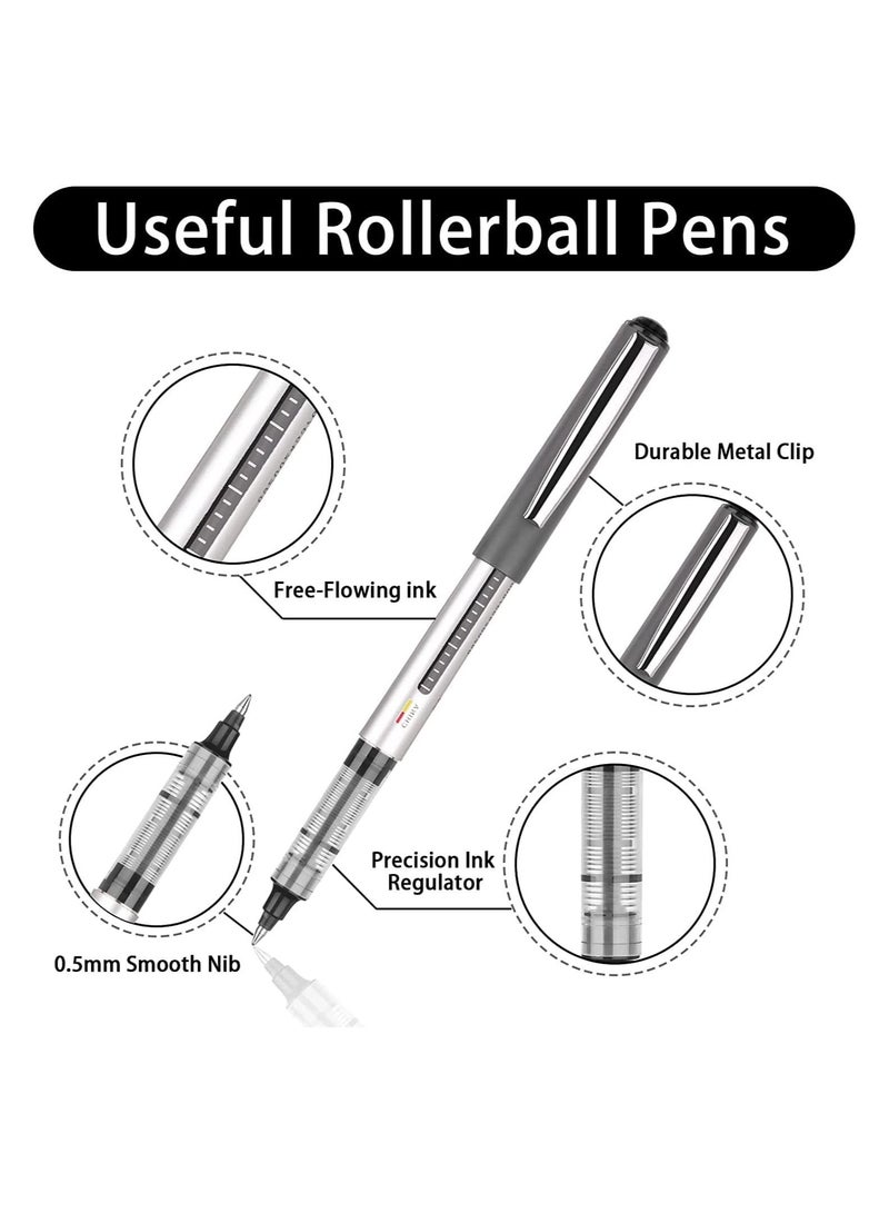 SYOSI Gel Pens, 12 Pack Writing Pens, Quick-Drying Black Pens Ballpoint, Write Smoothly Pilot Pens, Liquid Ink Rollerball Pen, 0.5mm Ink Pen, Gel Pens For Writing, School, College, Work, Home Office (Black) - Image 3