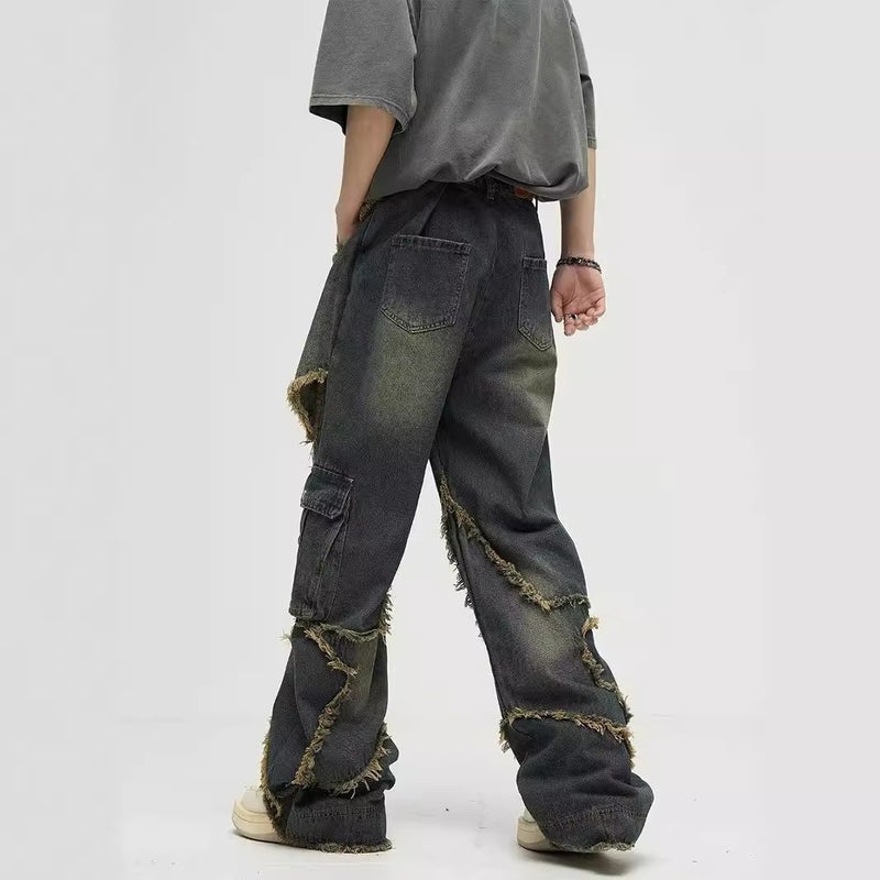 Korean Style New Loose Slim Look Jeans Design Sense Rust Mop Trousers Straight Leg Wide Leg Pants - Image 4