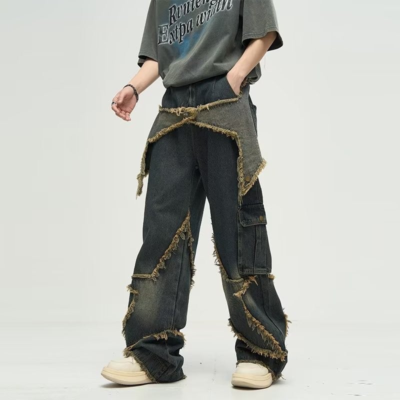 Korean Style New Loose Slim Look Jeans Design Sense Rust Mop Trousers Straight Leg Wide Leg Pants - Image 5