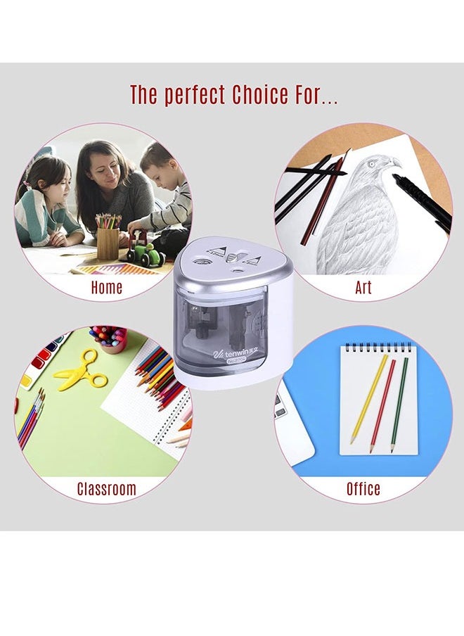 LINJIE - Electric Pencil Sharpener, Double Hole Multi-functional Automatic Pencil Sharpener Battery Operated with 2 Holes(6-8mm / 9-12mm) for School Classroom/Office/Home - Image 1