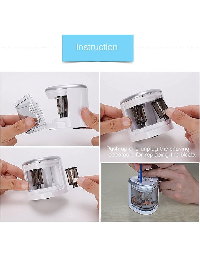 LINJIE - Electric Pencil Sharpener, Double Hole Multi-functional Automatic Pencil Sharpener Battery Operated with 2 Holes(6-8mm / 9-12mm) for School Classroom/Office/Home - Image 1