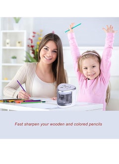 LINJIE Electric Pencil Sharpener, Double Hole Multi-functional Automatic Pencil Sharpener Battery Operated with 2 Holes(6-8mm / 9-12mm) for School Classroom/Office/Home  - Image 3