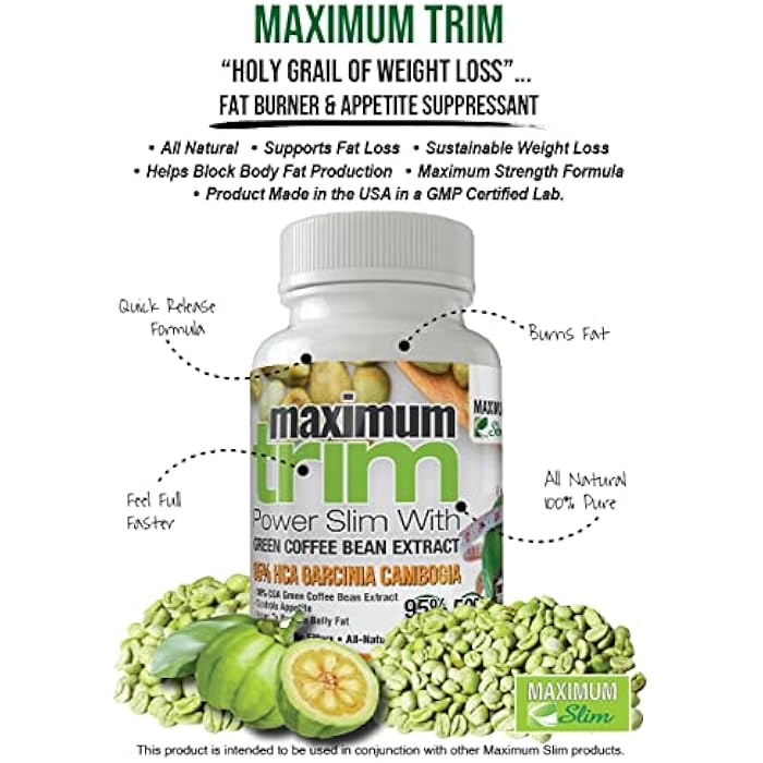 Maximum Slim Most Effective Formulation MaximumTrim Garcinia CAMBOGIA with Green Coffee Bean Extract All Natural Weight Loss, Appetite Suppressant & Fat Burner - Month Supply - Image 2