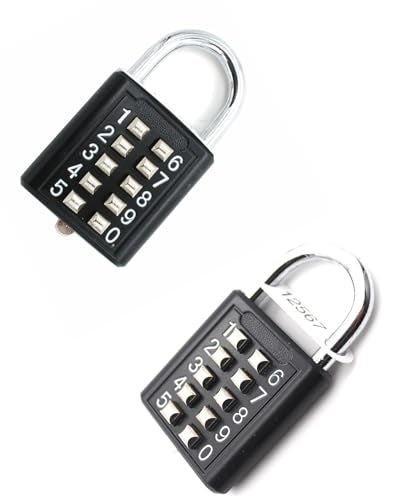 ZENG 10-Button Combination Padlock – Pre-Set 5-Digit Unchangeable Code, Hardened Steel Shackle for Gym Lockers, Toolboxes, Fences(Black-1pcs) - Image 1