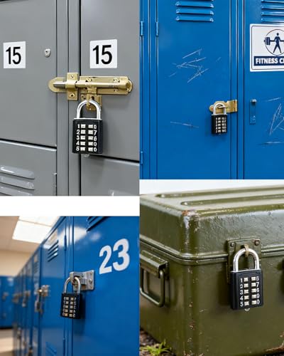 ZENG 10-Button Combination Padlock – Pre-Set 5-Digit Unchangeable Code, Hardened Steel Shackle for Gym Lockers, Toolboxes, Fences(Black-1pcs) - Image 5