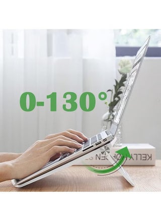 Laptop Stand for Desk, Stable Foldable Adjustable Multi-Angle Computer Desktop Holder Ventilated Lapdesks Riser, Ergonomic and Compatible with Laptops and Tablets - Within 17' (Black) - view 3