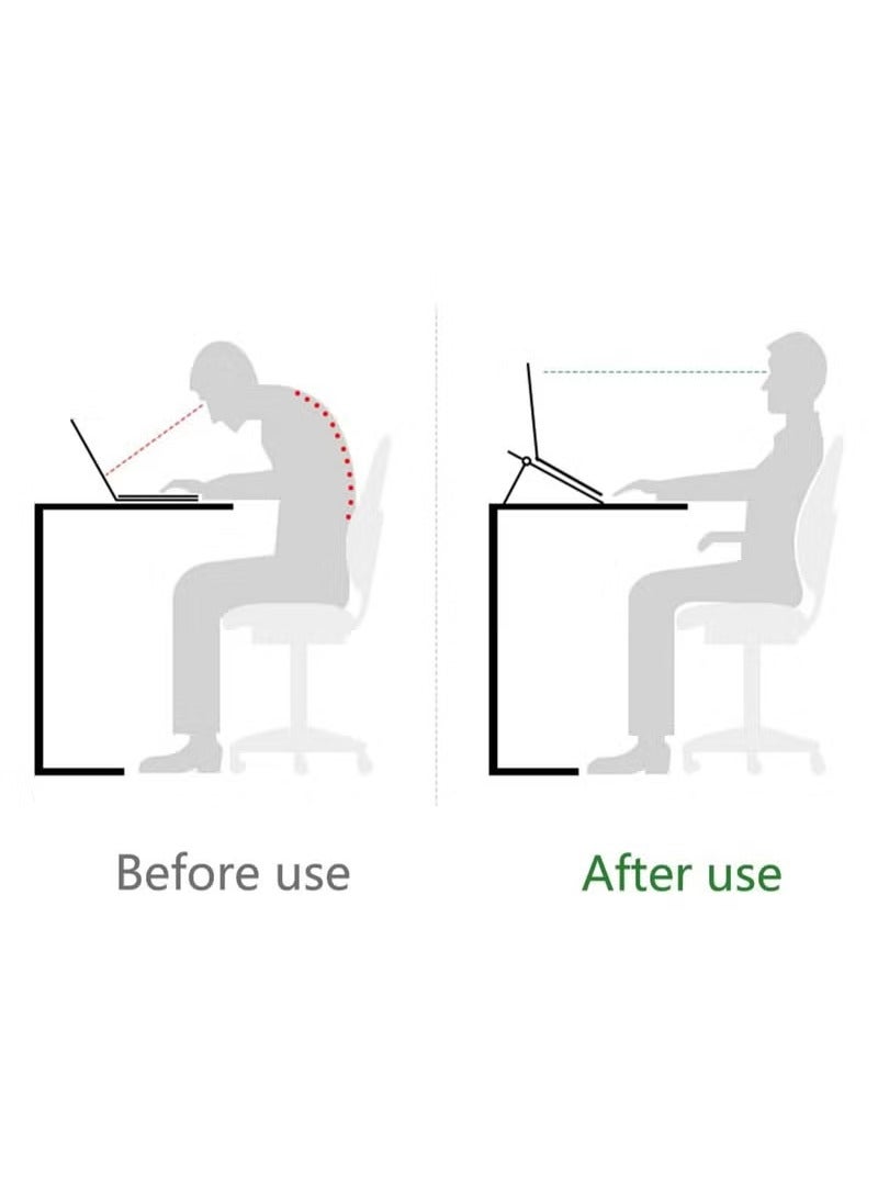 عربست حامل كمبيوتر محمول للمكتب، حامل كمبيوتر مكتبي متعدد الزوايا قابل للتعديل وقابل للطي وثابت ومتعدد الزوايا قابل للتهوية لحامل الكمبيوتر المحمول - في حدود 17 بوصة (أسود) - Image 5