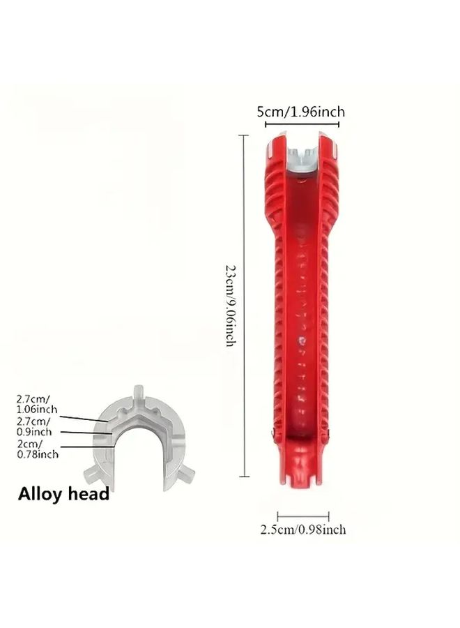 Red 8 In 1 Heavy Duty Adjustable Faucet Wrench For Sink Bathroom Kitchen - Image 4